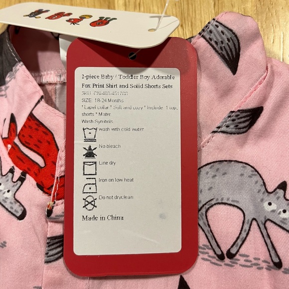BNWT 2-piece 18-24mo Fox button up and shorts - Picture 5 of 5